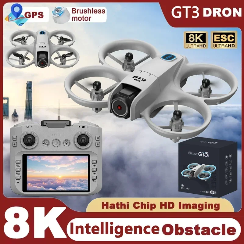 Drone Gimbal 2 Axis - GT3ミニ新型ドローンRCクアッドコプター、8Kカメラ搭載HDドローン、WiFi FPVドローン、オプティカルフロー障害物回避機能付き飛行機、子供のおもちゃ