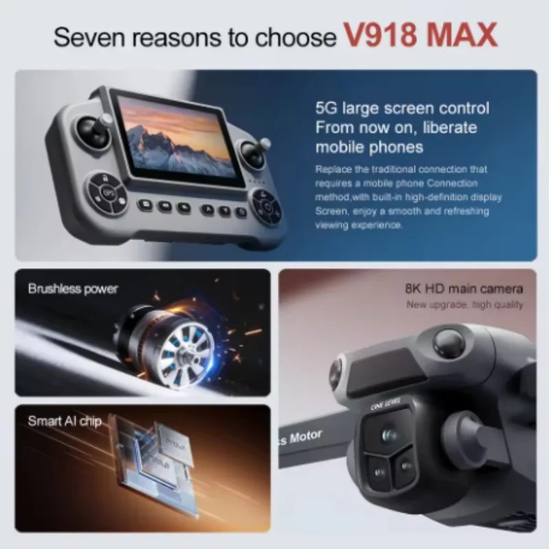 V918 Max GPSレーザー障害物回避ドローン 8Kカメ - Drone Gimbal 2 Axis のレビューと価格